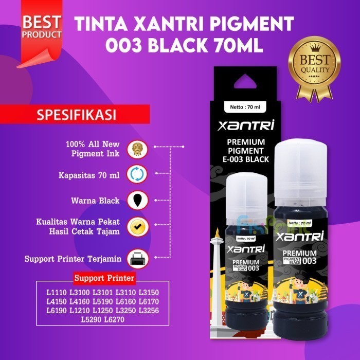 FixPrint Tinta Pigment 003 Printer L1110 L3110 L3150 L4160 L5190 L4150 Pigment Pigmen Ink
