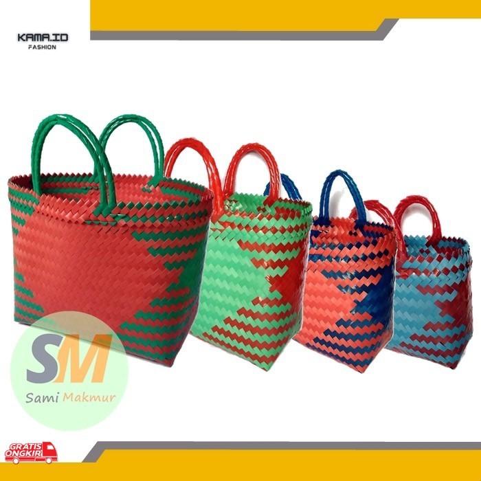 Anyaman Terkini / Tas Anyaman Plastik KACA Kilap / Tas Belanja / Tas Anyam / Tas Hajatan / Tas Souve