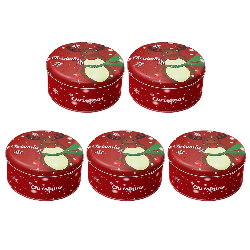 

5 Pcs Candy Jar Christmas Deer Fruit Box Gift Tin Tinplate Storage Boxes Jars Child