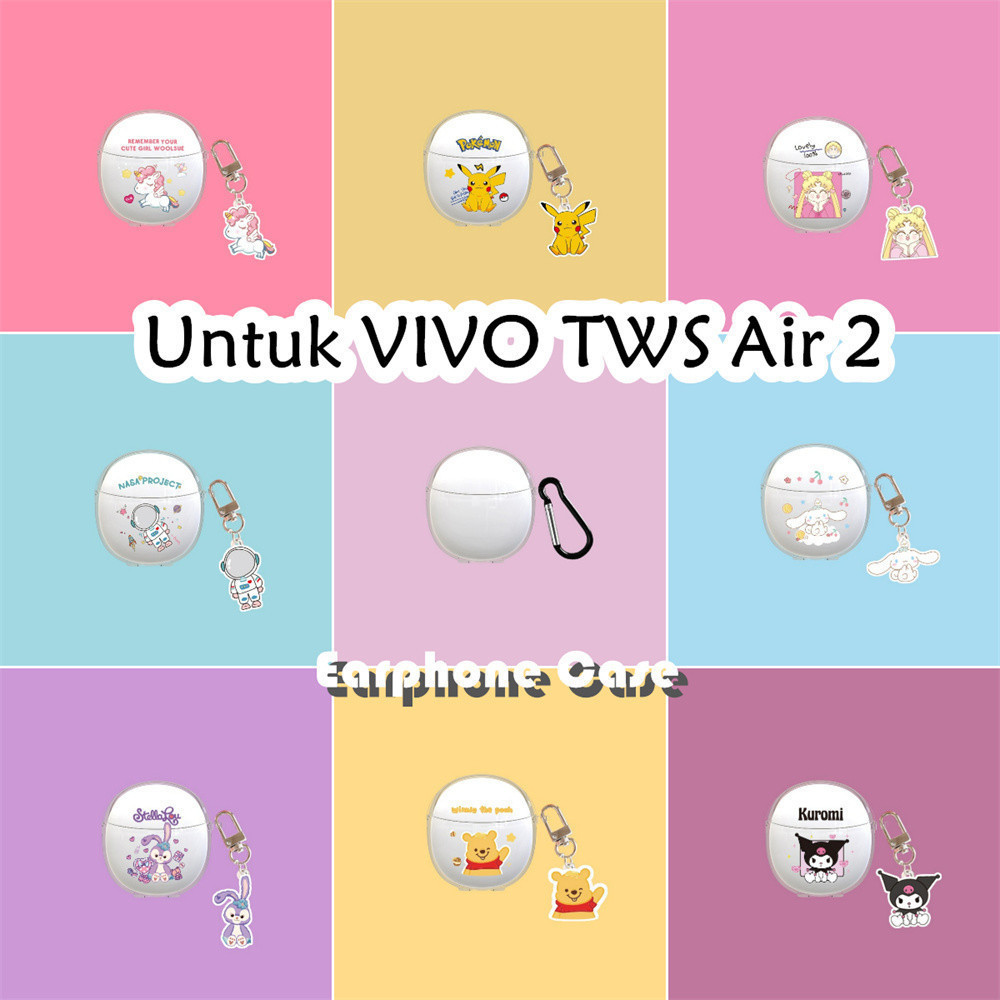 【Coco Case】Untuk VIVO TWS Air 2 Case Kreatif transparan Pikachu Soft Silikon Earphone Casing