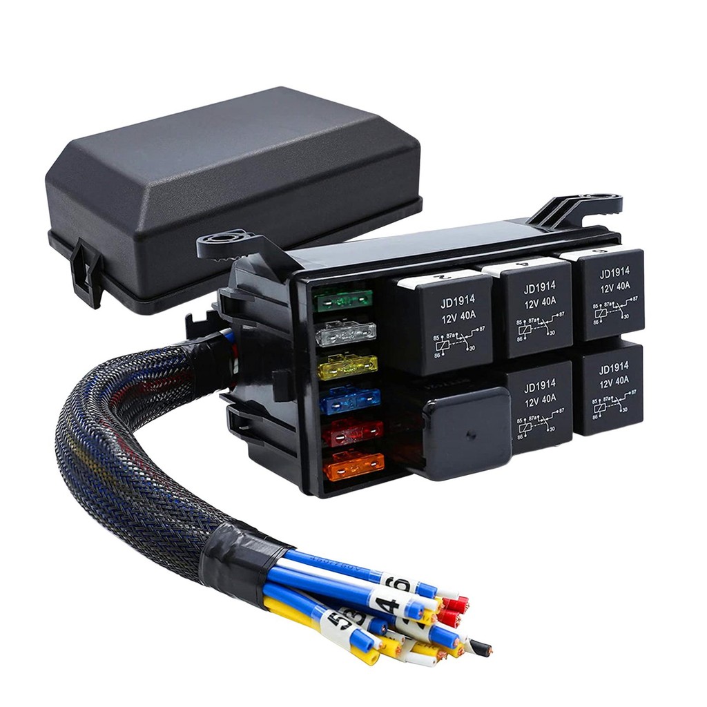 Fuse Relay Box Waterproof Premium Fuse Block and Relay Box Prewired Relay Box for Boat Motorcycle Tr