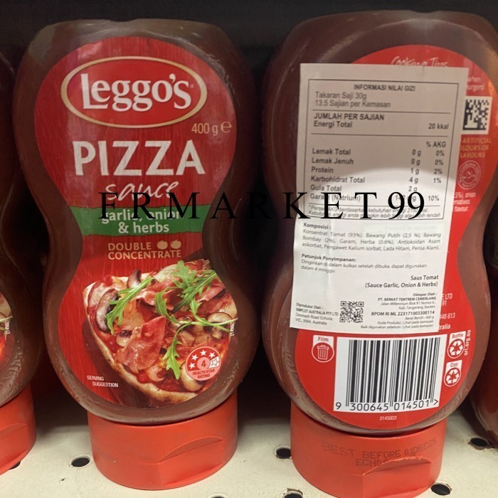 

Leggos Pizza Sauce Garlic Onion & Herbs / Saus Tomat Pizza / 400 grm