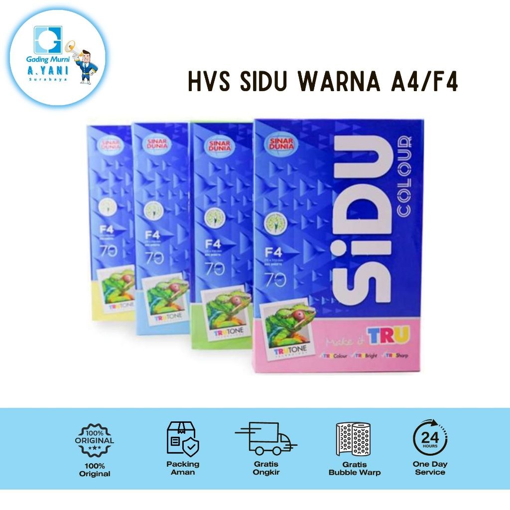 

KERTAS HVS SIDU A4 / F4 WARNA