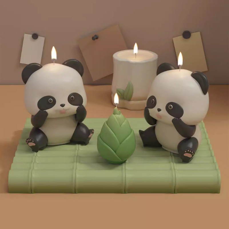 

3D Shy Panda Silicone Candle Molds DIY Cute Bear Aromatherapy Plaster Soap Resin Crafts Cement Mold Home Decor Gift Making