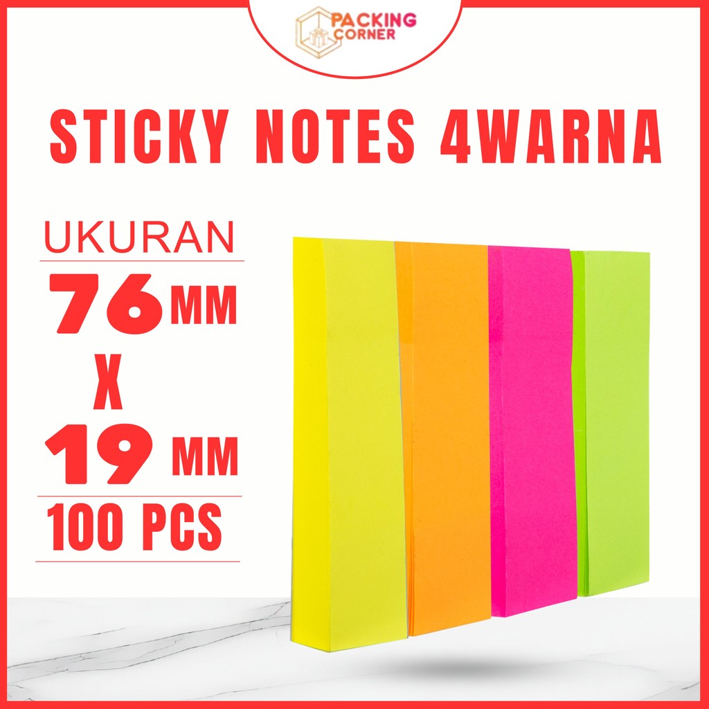 

Sticky Notes Memo 76x19 4 Warna 4IN1 Rainbow Penanda Pengingat Kertas Buku Tempel 100 Lembar Perlengkapan Kantor Sekolah ATK Note Pad