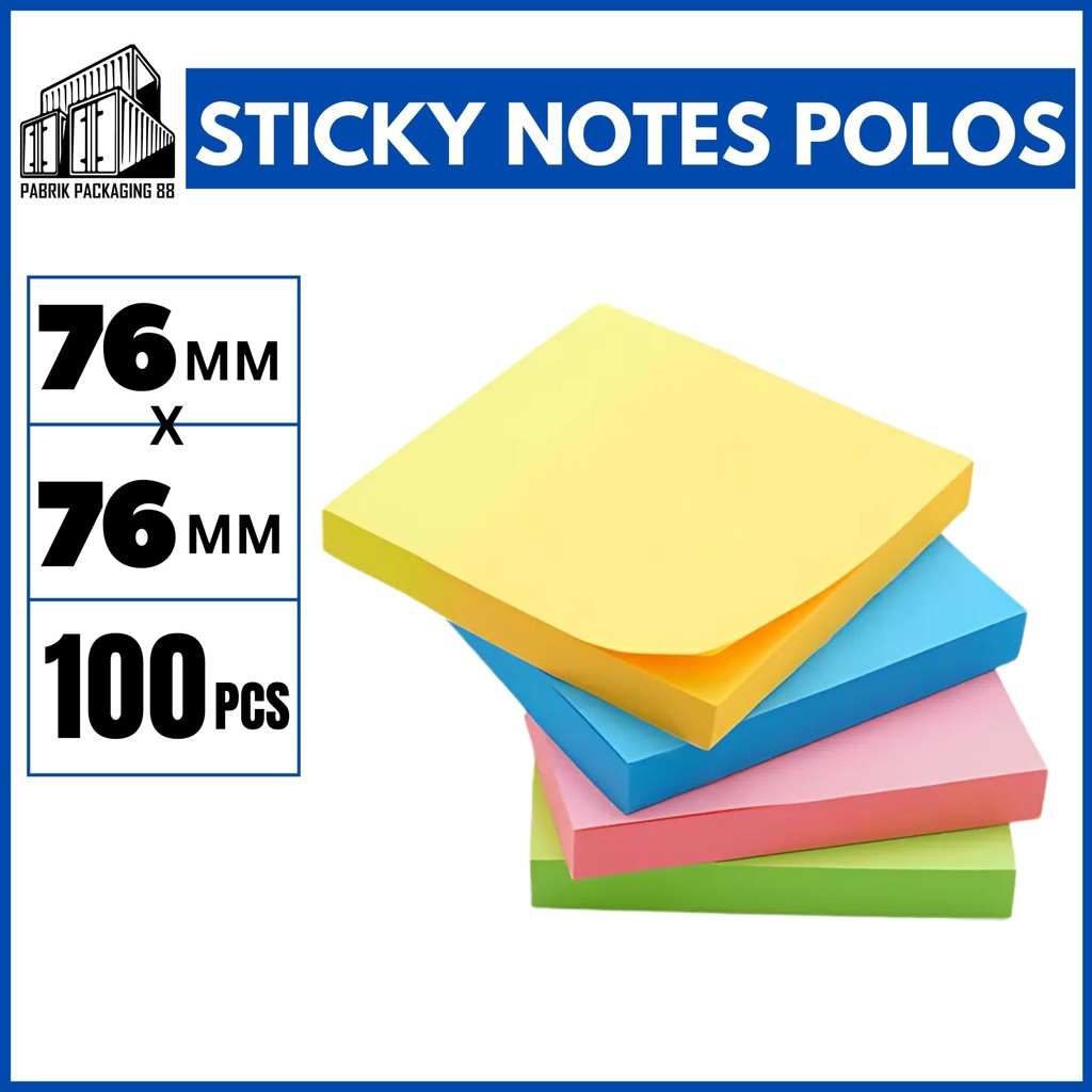 

Sticky Notes Memo 76x76 Polos Penanda Pengingat Kertas Buku Tempel 100 Lembar Perlengkapan Kantor Sekolah ATK Note Pad