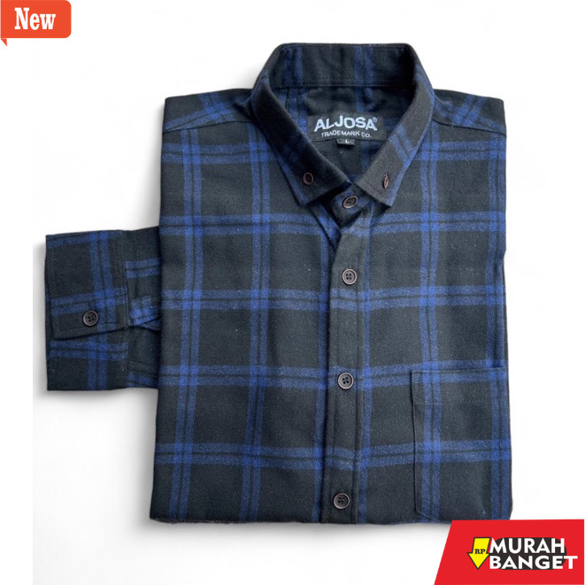 kemeja kotak kotak cowok ALJOSA Kemeja Flannel Pria Lengan Panjang Hem Flanel Baju Cowok Motif Kotak