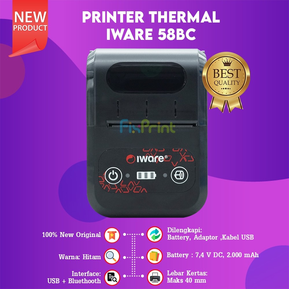 Printer Thermal Iware Mini Kasir Struk MP-58BC MP58BC Usb Bluetooth