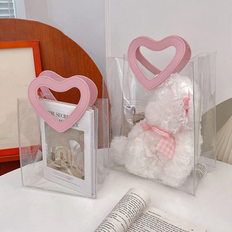 

Transparent Gift Bags Waterproof Pvc Gift Packaging Candy Clothing Shopping Love Handbag Valentine's Day Wedding Party Favors