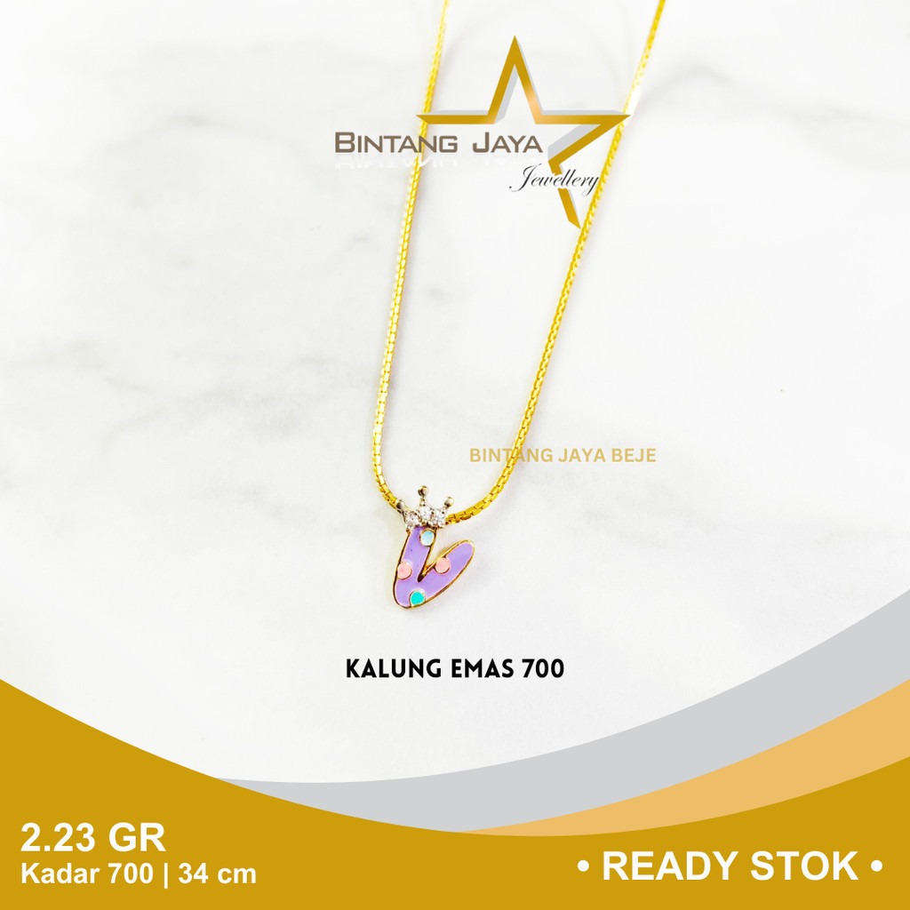 Kalung Emas An4k Kadar 700 Panjang 34 CM Berat 2.23 gr gram Model Huruf V Kalung Perhiasan Gold Emas