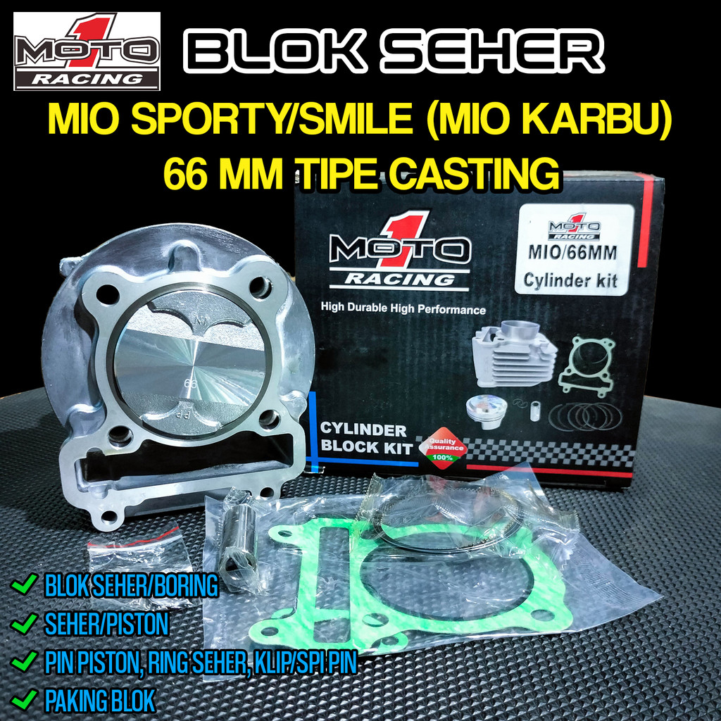 BLOK SEHER MOTO1 MIO KARBU SPORTY SMILE 66MM CASTING 4 KLEP BLOCK BORING BLOK SEHER MOTO 1 RACING