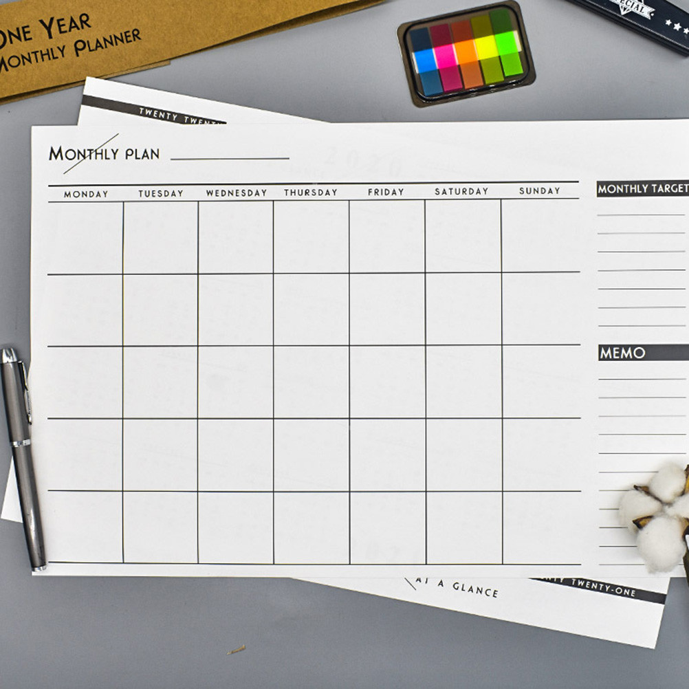 

12 Pcs Simple A3 Monthly Daily Schedule Organizer Memo Schedule with 1 Pc 2020/2021 Calendar for To Do Lists Planner