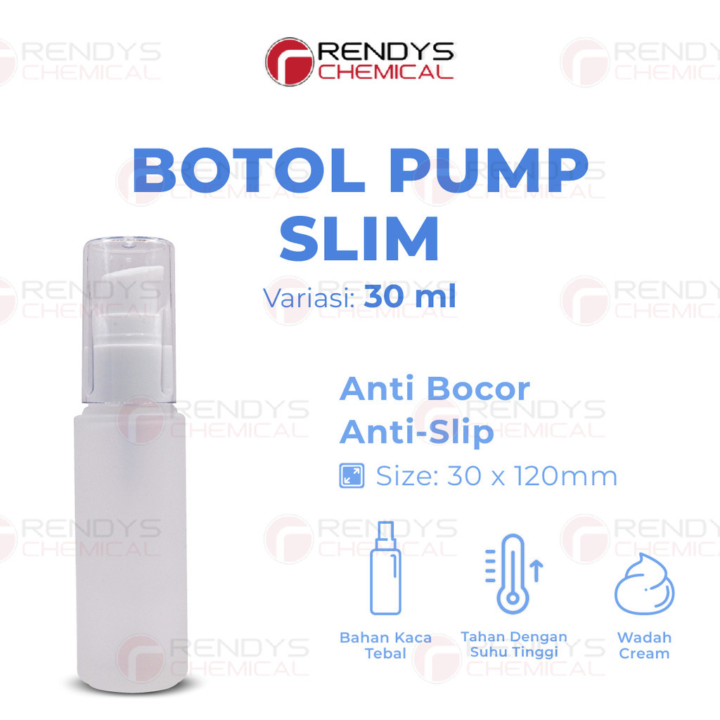 Botol Pump Kaca Tebal Frosted 30ML / Botol Serum 30 ML / Pump Bottle Frosted