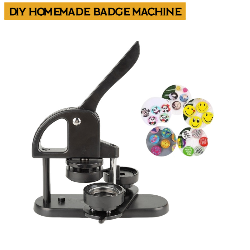 

25/32/58MM Badge Maker Machine DIY Button Pin Brooches Press Making Tool Comes with Badge Materials and Circular Cutter