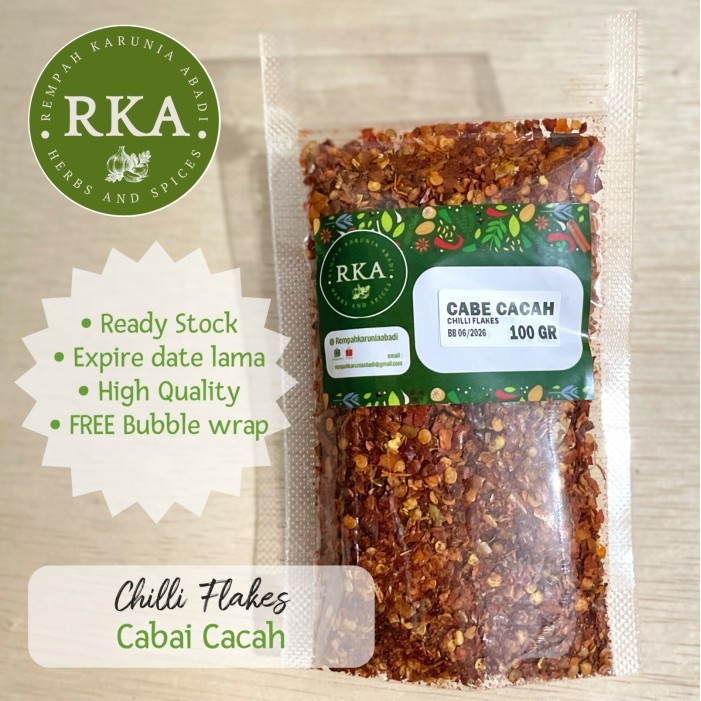 

Cabai Kasar Cacah 100 gr / Chilli Flakes 100 gr / Dried Chilli Crushed /Cabai Flakes 100gr