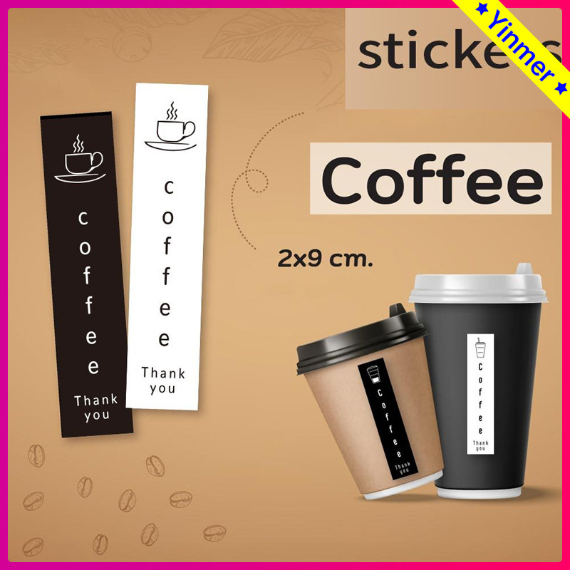

COD✨Stiker Cangkir Kopi Stiker Persegi Panjang Hitam Putih Stiker Kemasan Perekat Non Pengeringan-Yinmer