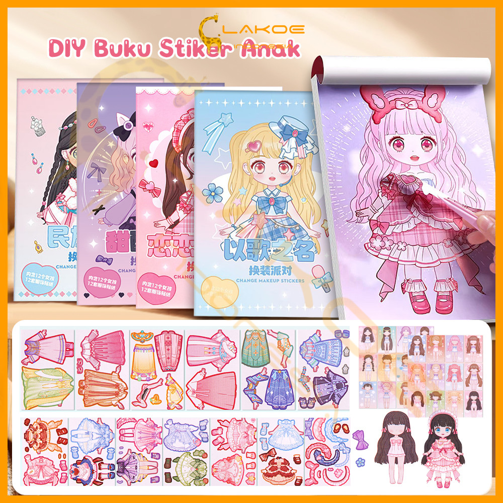

LAKOE DIY Make up Stiker Mainan Sticker Ganti Muka Princess Kartun
