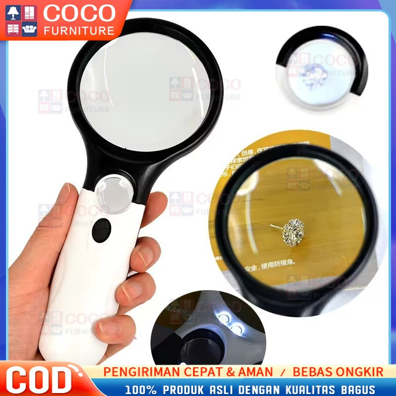 

Lampu led kaca pembesar 2in1 Magnifier Gelas Kaca Pembesar Dengan Lampu 3 LED Loop Magnifying Untuk Membaca dan Perhiasan