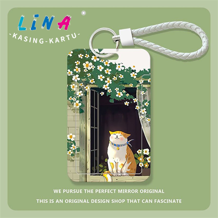 

Ilustrasi kucing siswa geser kartu penutup kartu makan kartu bus kartu ID penutup pelindung kartu kampus kontrol akses