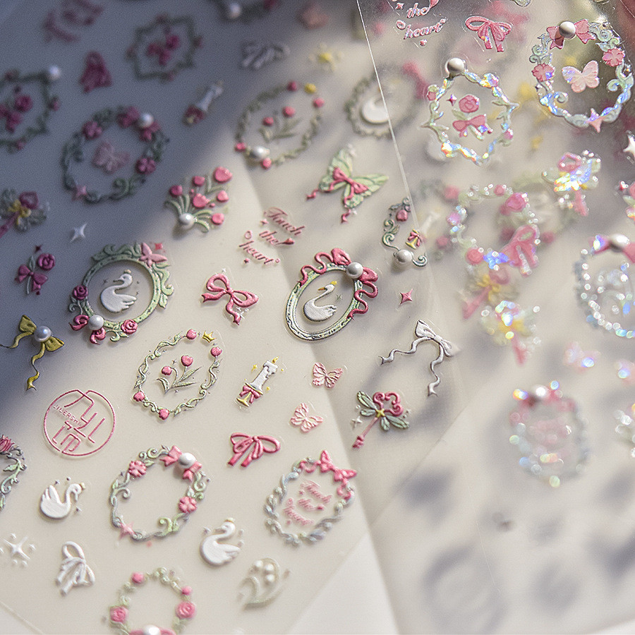 

Crystal Diamond Nail Art Stickers Popular Stationery Nail Stickers Swan Flower Frame Nail Art Stickers