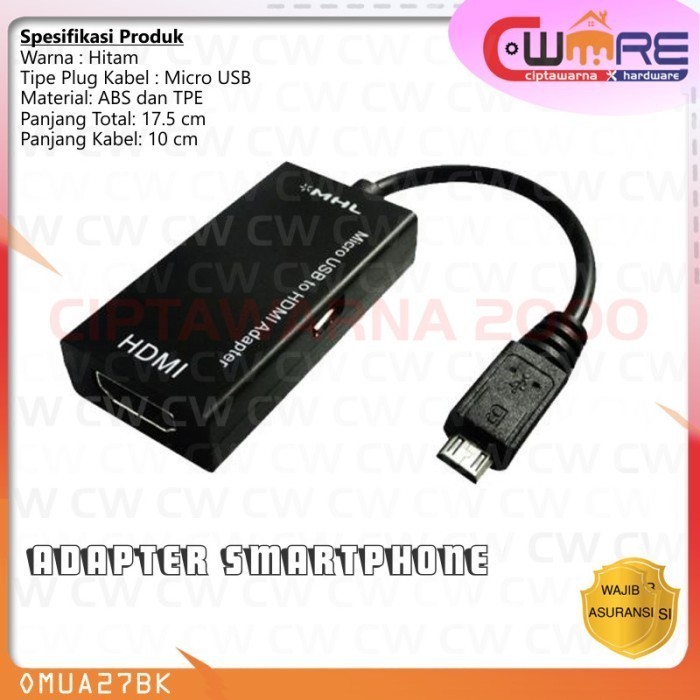 Adaptor Sambungan Hp laptop ke Televisi Micro USB To HDMI Adapter MHL0 - BDB CW2H