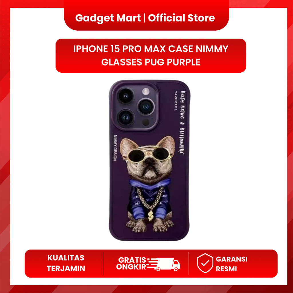 Iphone15 Pro & Pro Max Case Nimmy Glasses Pug Purple