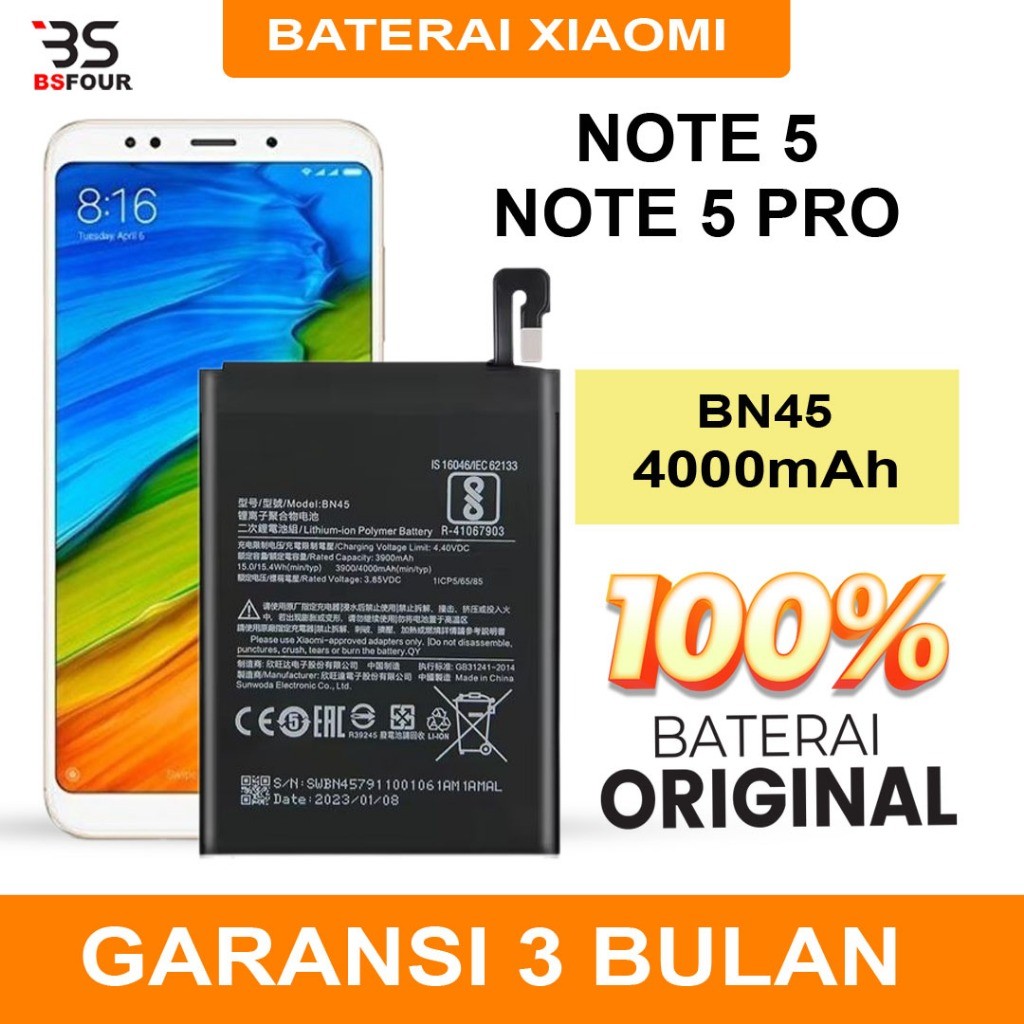 BATERAI BATRE XIAOMI REDMI NOTE 5 / NOTE 5 PRO BN45 ORIGINAL