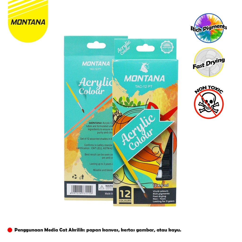 

Montana Akrilik Color 12 Warna/Cat Akrilil Montana TAC-12 PT PASTEL