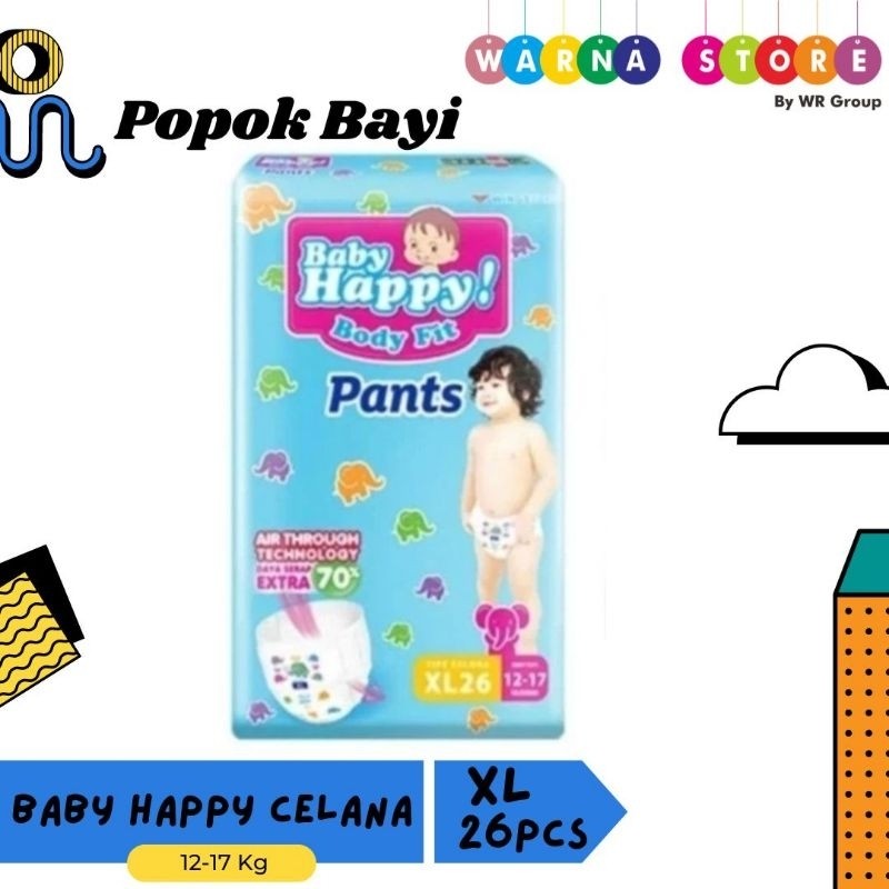 WARNA Baby Happy XL26 / Baby Happy XL 26 / Baby Happy Pants XL26 / Popok Celana Bayi