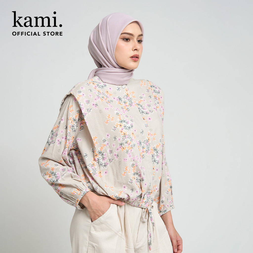 Kami Galina Drawstring Top Atasan Lengan Panjang Wanita