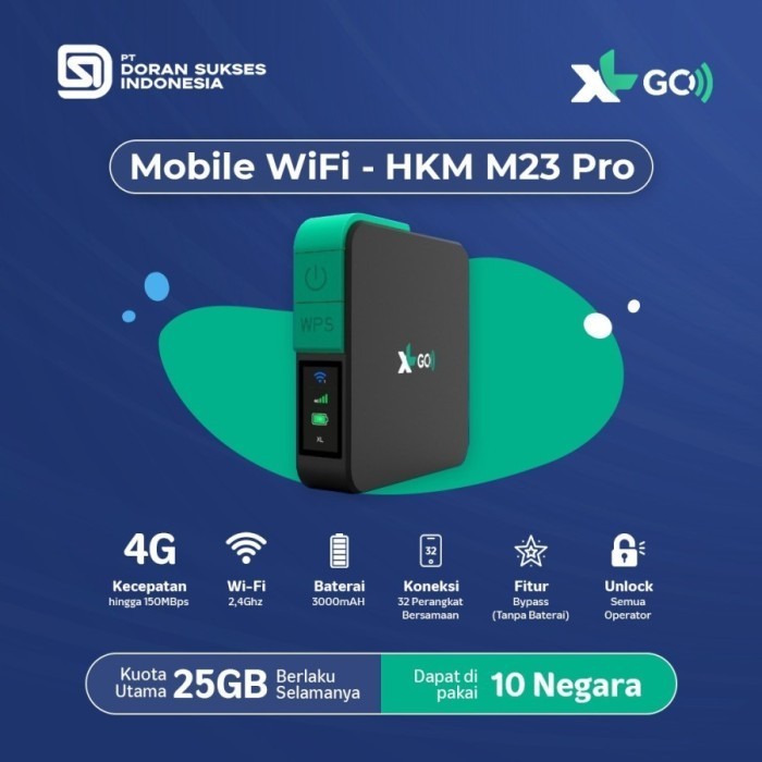 Huawei Modem Mifi HKM-M23 XL Modem Unlock Gratis XL GO IZI 25GB