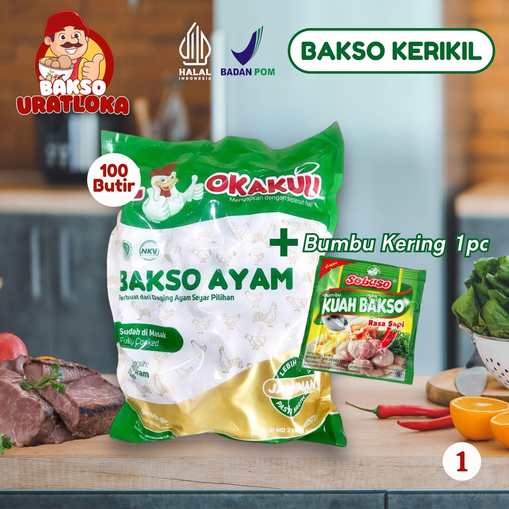 

BAKSO KERIKIL+Bumbu Kering isi 100 Butir Berat 500gr Bakso Kerikil Ayam Ekonomis