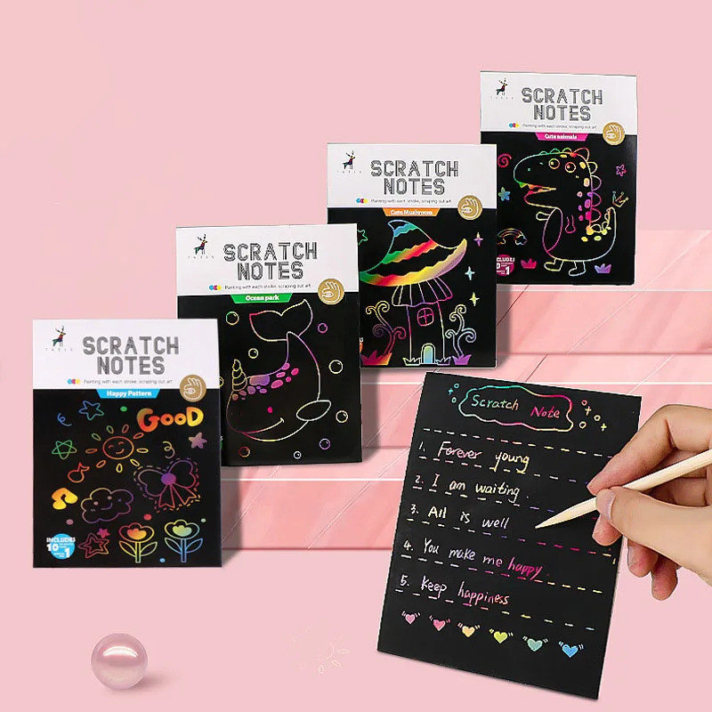 

ARDHIANTOSHOP Set 4 Buku Mini Magic Scratch Note Dengan Cover Berbeda dan 10 Lembar Kertas Scratch Note