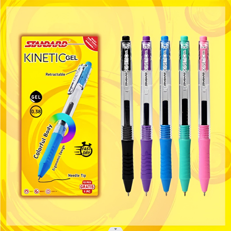 

Pulpen Gel Standard Kinetic Gel 0.38mm (1 PACK / 12 PCS) - Bolpen Gel Pen Pena Gel Hitam 0.38 mm