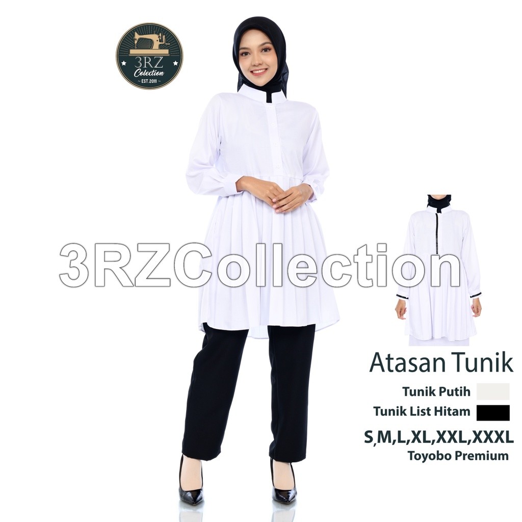 B3 Tunik Putih Wanita Baju Tunik Putih Lis Hitam Pns Seragam Putih Pns Wanita Baju Putih Tunik Navy 