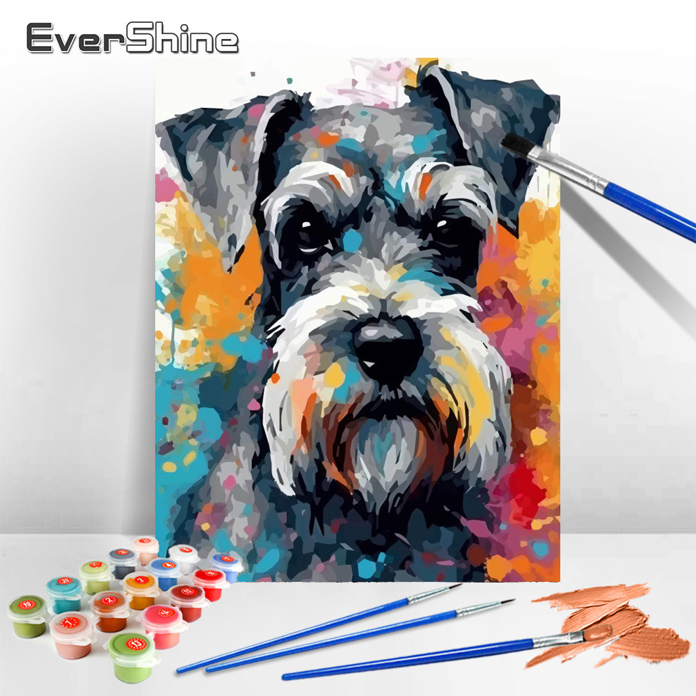 

Evershine DIY Oil Painting By Numbers Dog Animal Canvas Paint Kit For Adults Coloring By Numbers Home Bedroom Wall Artwork