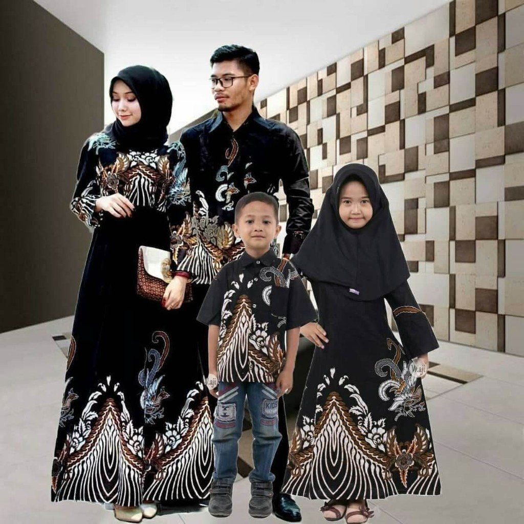 Couple Baju Lengkap Batik Set Keluarga New Motif Ayam Hitam / set couple dewasa/ set couple terkini/