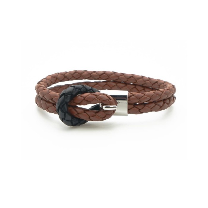 "VN.KIA" - READY STOCK Hugo Light Brown - Baffi Inc Bracelet gelang kulit pria wanita - M