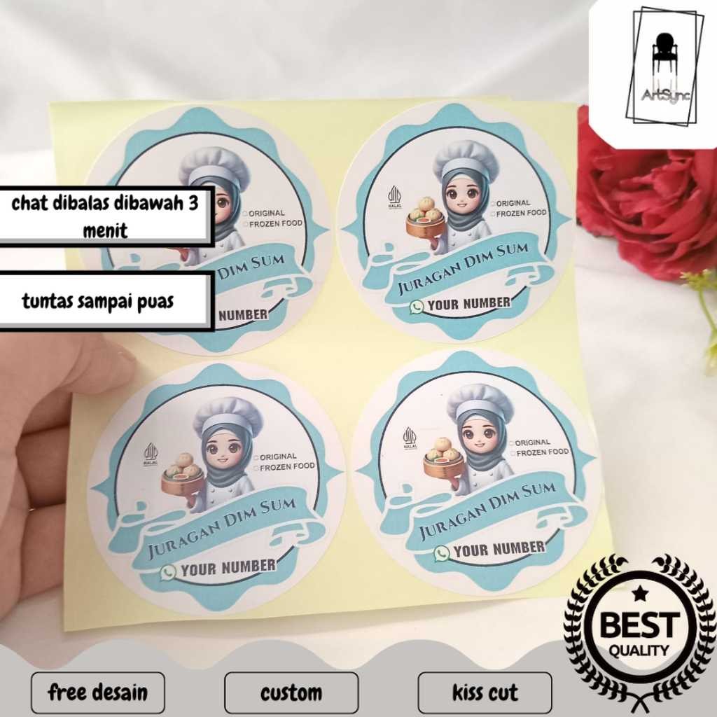 

Syncart 5-8 Stiker Label Dimsum Bentuk Bulat Sticker Chromo Dim Sum Free Desain Custom Uk.Sedang