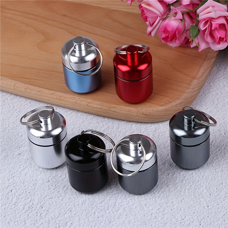 

Aluminum Alloy Storage Box Small Pill Keychain Holder Waterproof Pill Organizer Storage Portable Pill Holder Earplug Container