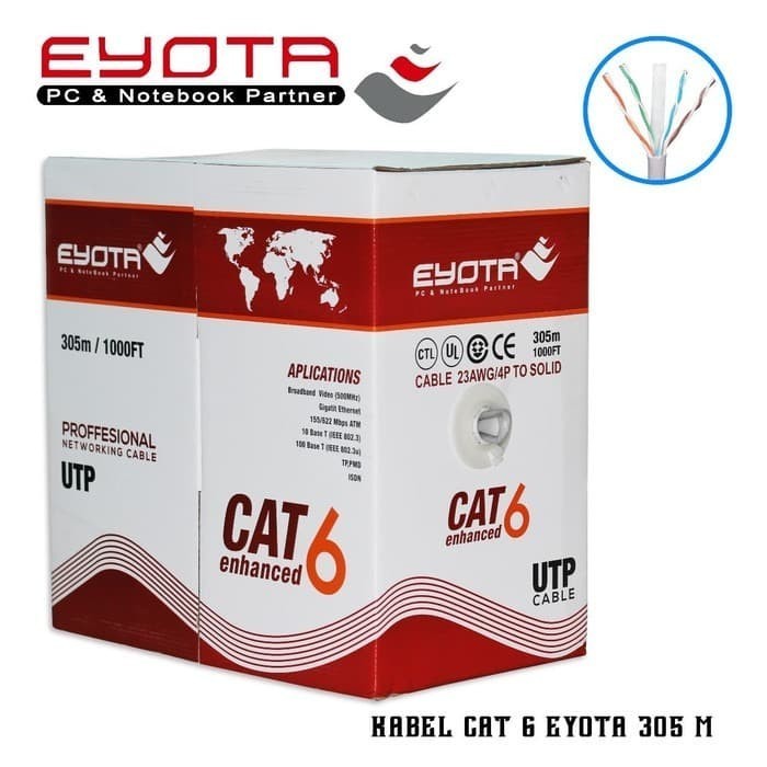 Kabel lan roll Eyota cat 6 305m - Cable lan utp cat6 305 meter eyota