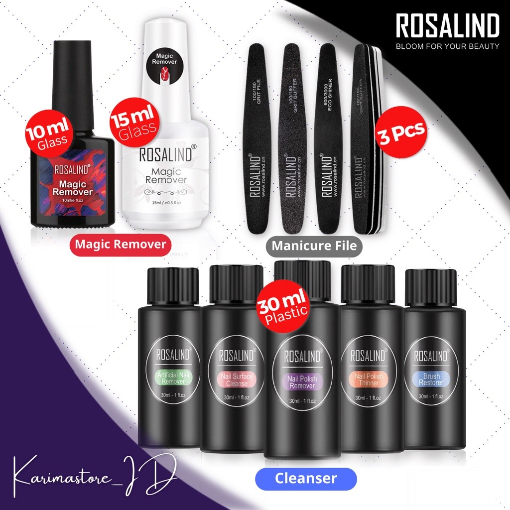 Rosalind Magic Remover Penghapus Nail Gel Polish Surface Cleanser Aseton Pembersih Kutek Cat Kuku