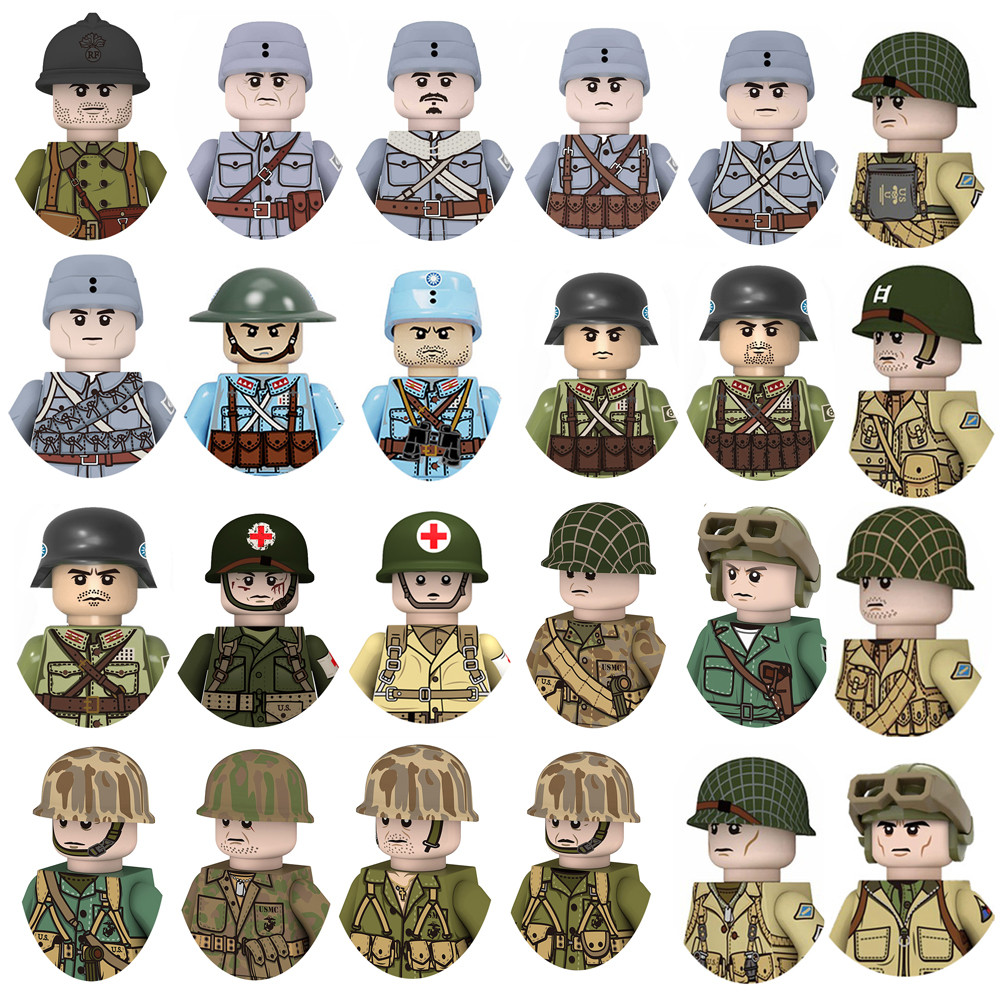 Second World War Mini Military Soldiers Models Building Blocks Soviet    US UK France Army Figures B