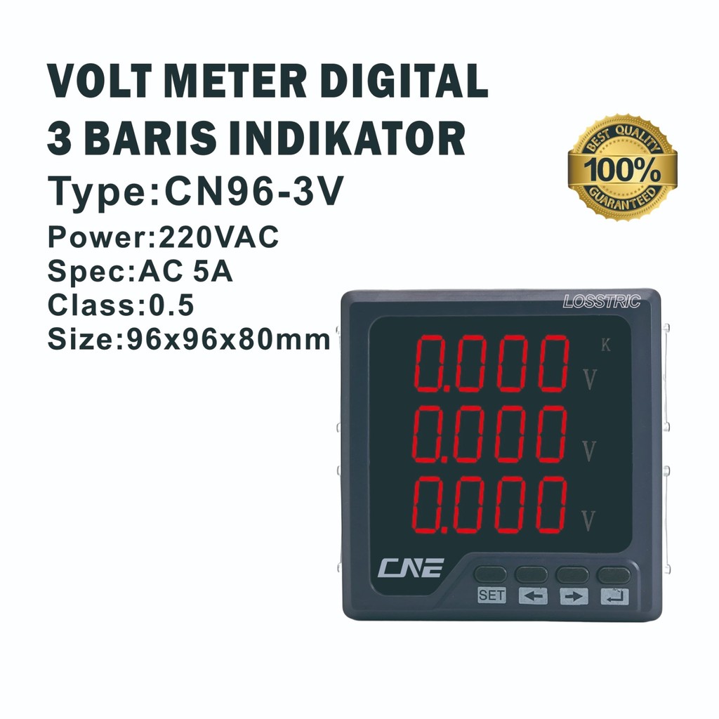 Volt Meter Digital 96x96mm 3 Phase Voltage Meter Power Meter