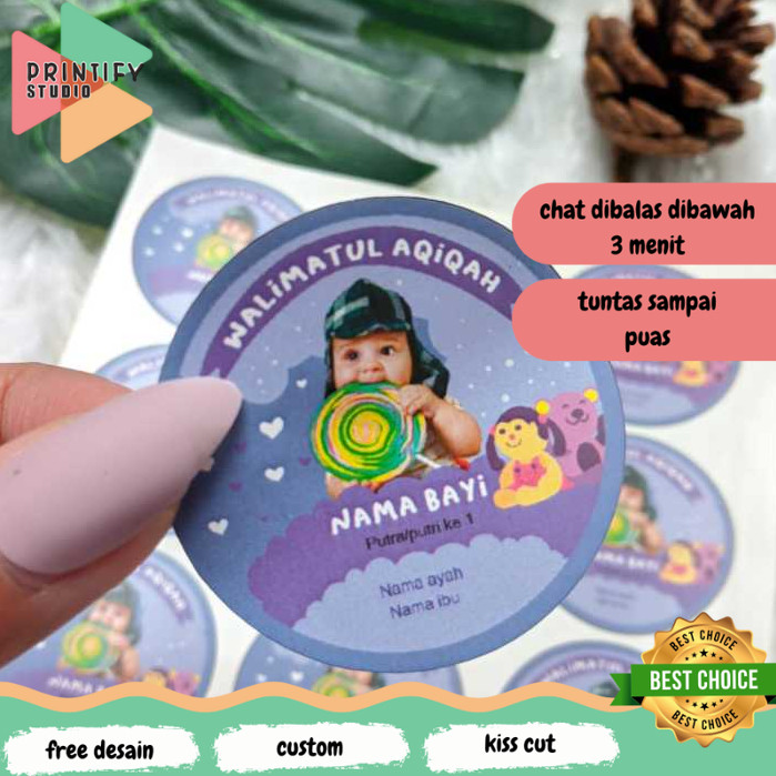 

Printify 5-8 Sticker Label Bulat Aqiqah Bayi Sticker Bulat Aqikah Stiker Akikah Anak Chromo