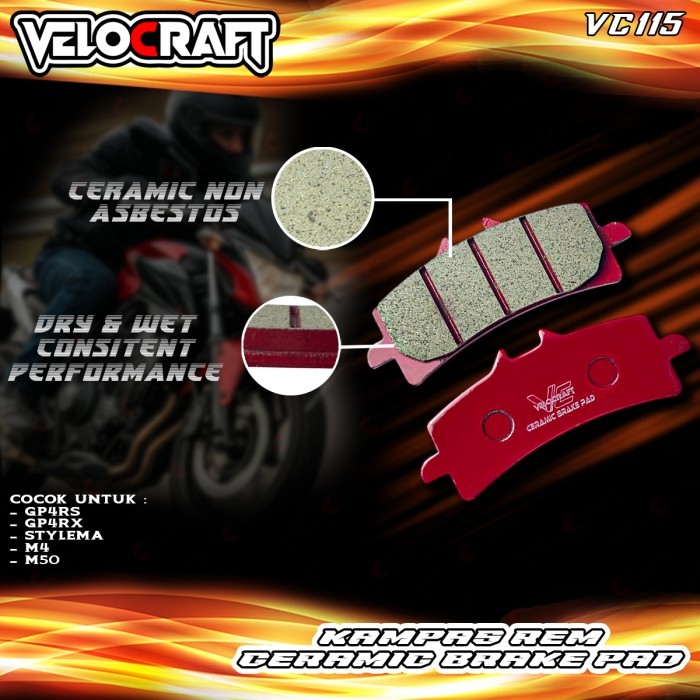 Velocraft VC-115 Kampas Rem Motor Ceramic Brake Pad Depan Belakang Brembo GP4RS GP 4 RS GP4RX GP 4 R