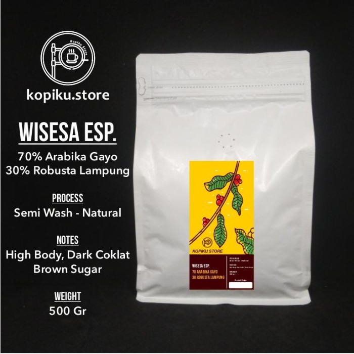 

Biji Kopi Espresso Blend Gayo Series - WISESA - 500 Gram Biji & Bubuk - Biji Kopi
