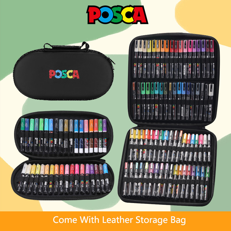 

Uni POSCA Color Marker Pen Major Art Painting Stationery 36/48/72 Slots Storage Bag Set Convenient Carry Back To School Supplies