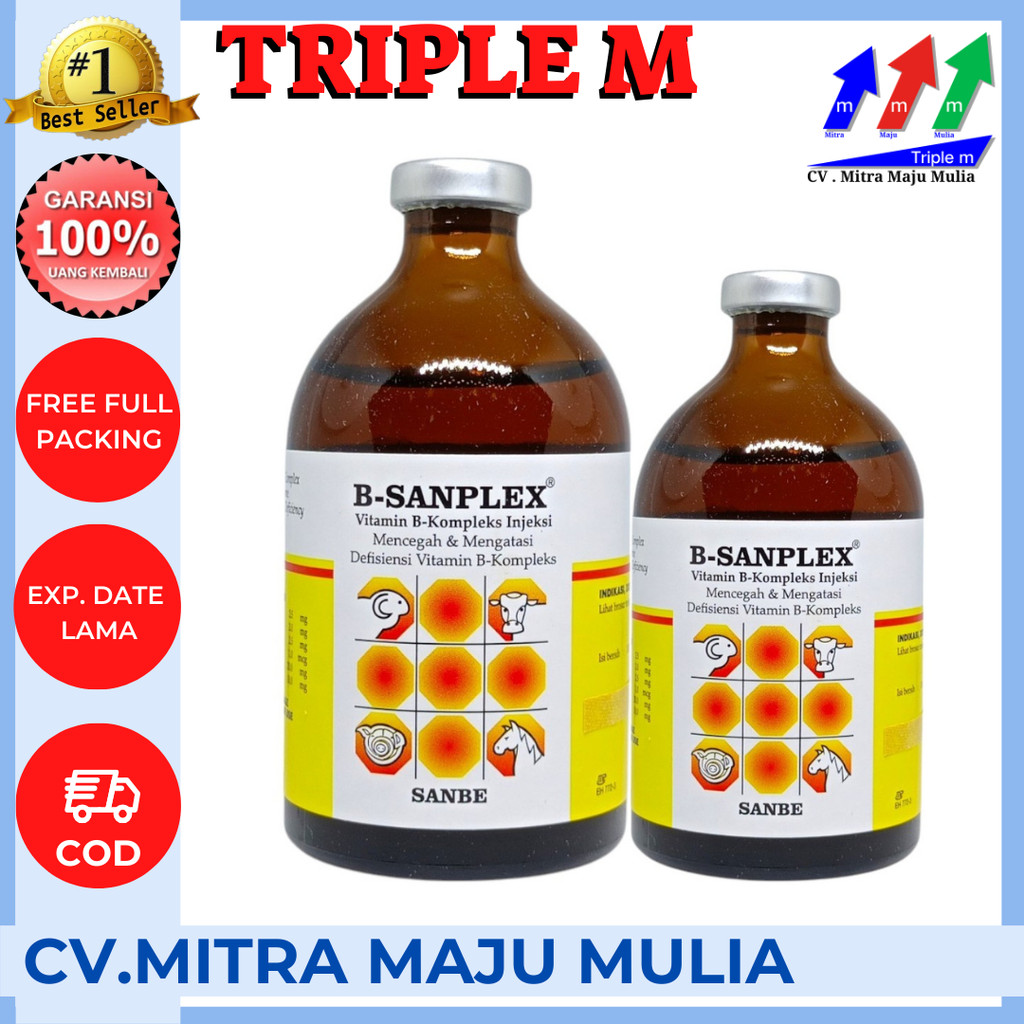 B Sanplex 50 ml dan B Sanplex 100 ml Vitamin B komplek Hewan SANBE