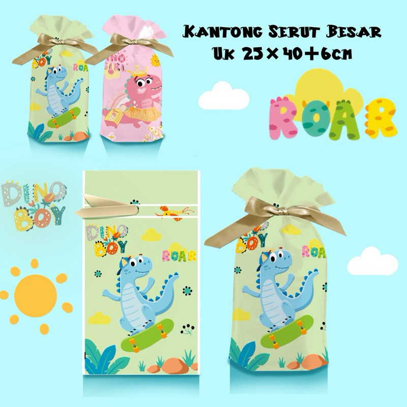 

(Yunita) (10PCS) GODDIEBAG TALI SERUT PLASTIK KARAKTER DINO ANAK SNACK ULANG TAHUN/ BIRHTDAY BAG/ KANTONG PLASTIK SNACK ULANT TAHUN ANAK / PESTA BAG/ GOODIE BAG SOUVENIR